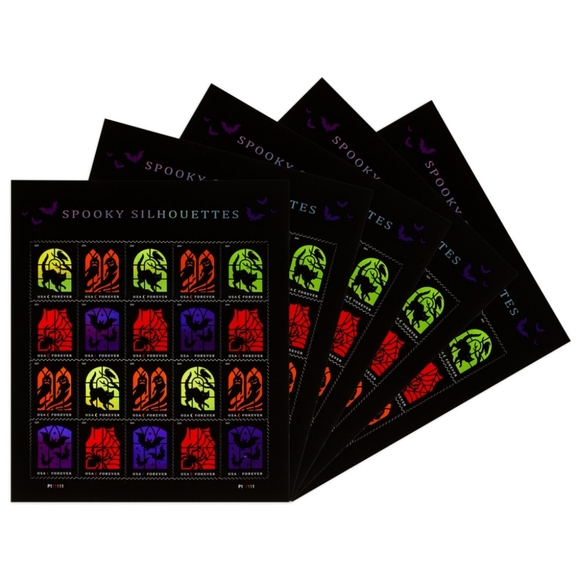 100 Spooky Silhouettes 2019 Forever Postage Stamps USPS Holo‎ Foil Halloween - Picture 3 of 8